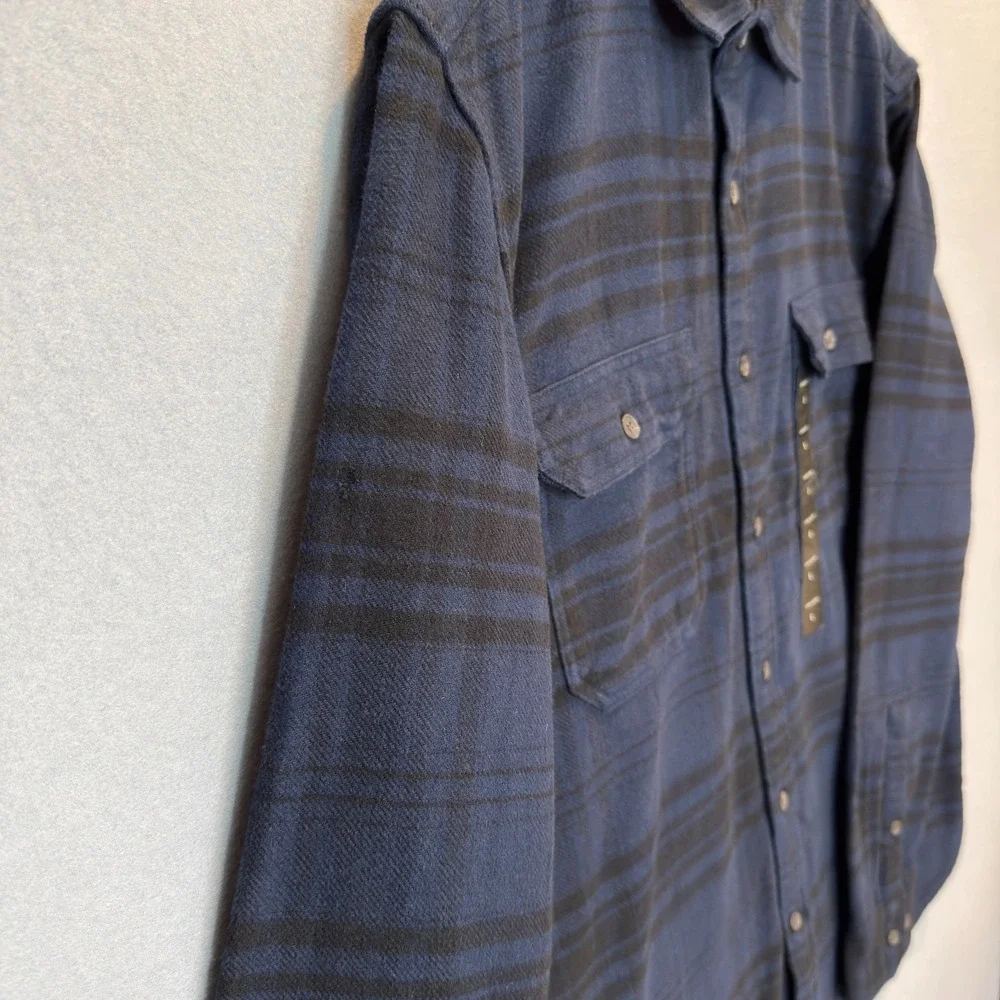 Banana Republic Heavyweight Flannel Shirt Mens Large Blue Black Standard Fit